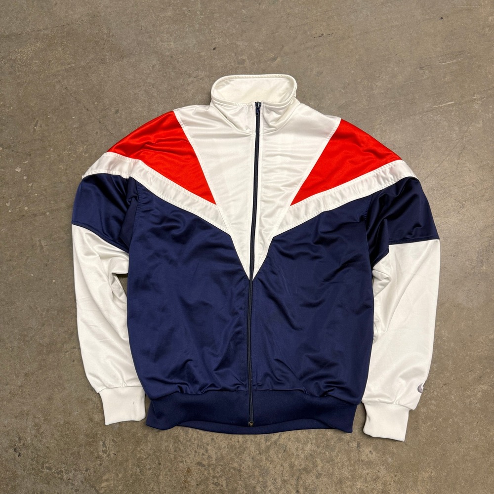 Vintage 80s Nike Track Jacket Mens Medium Red White Navy Blue Full Zip